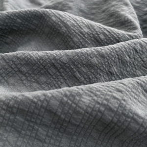 Parure de lit 4 pièces moderne en mousseline <span class=keywords><strong>double</strong></span> <span class=keywords><strong>gaze</strong></span>, couleur unie, épaisse, douce et moelleuse, avec housse de couette réversible et drap de lit - Product Image 3