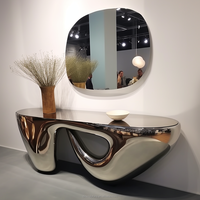 Table d'appoint en métal doré de style nordique moderne, sculpture artistique créative, table d'appoint géométrique, meubles de luxe pour le salon, décoration