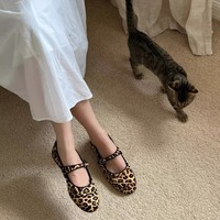 Chaussures Mary Jane à talon compensé pour femme, imprimé léopard, doublure microfibre, livraison immédiate, printemps-été