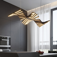 Nórdico creativo moderno Piano pescado hueso hierro acrílico interior decorativo sala de estar Oficina tira Led lámpara colgante Luz