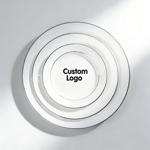 ชุดจานอาหารเซรามิกสีขาวขอบทอง ผลิตโดยผู้ผลิต OEM ตามสั่ง - Product Image 2