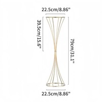 Vase trompette haut en métal doré pour centres de table de mariage, dîner et fête, support à fleurs doré pour décoration de fête et de maison