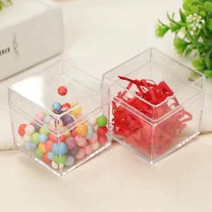 Акриловая коробка для конфет 12 шт./лот, прозрачные квадратные кубические пакеты, пластиковый контейнер, Свадебная вечеринка, мероприятия, подарочные коробки, хранение ювелирных изделий