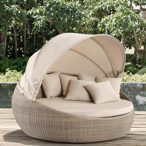 Tumbona Moderna de Ratán en Forma de Huevo con Dosel, Muebles de Metal para Exteriores, Piscina, <span class=keywords><strong>Hotel</strong></span>, Parque, Patio, Playa - Product Image 3