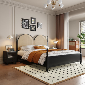 Cama moderna nórdica, muebles de dormitorio, marco de camas de madera maciza Vintage francés, marco de cama doble tamaño King Size Queen - Product Image 4