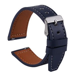 Bracelet de <span class=keywords><strong>montre</strong></span> classique en cuir PU marron noir à dégagement rapide universel 20mm 22mm bracelet de <span class=keywords><strong>montre</strong></span> en cuir microfibre plat avec lignes - Product Image 3