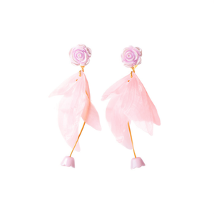 Pendientes colgantes de flor chapados en oro, joyería de fiesta hecha de aleación de zinc duradera - Product Image 2