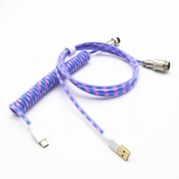 Câble de clavier USB Type C en paracorde spiralé fait main, couleur personnalisée, avec connecteur GX16 Aviator