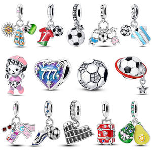 Abalorios de Plata MULA 925, Colgantes de Zapatillas y Camisetas de Fútbol de la Copa Europea, Compatibles con Pulseras Originales Pan, Joyería de Moda DIY - Product Image 1