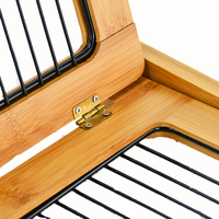 Furet en bambou antidérapant empilable, nouveau meuble de cuisine à 2 niveaux, organisateur, porte-assiette en métal noir