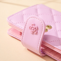 Dompet Pendek Wanita PU Model Lipat Multi-Kartu Berlapis Jahitan, Dompet Koin Modis, Penjepit Uang, Lapisan Poliester, Grosir Lintas Negara