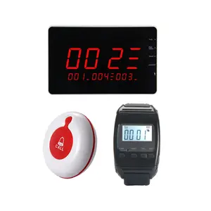 10pcs Table Call Transmitter With Waiter Wrist Watch Pager Display Panel Receiver Cafe Waiter Call System