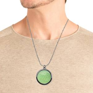 Pendentif énergétique des cinq éléments verts, collier en acier inoxydable unisexe, rond - Product Image 3