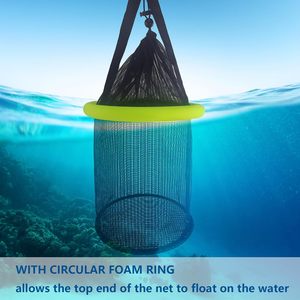 <span class=keywords><strong>Panier</strong></span> flottant pour poissons 5GAL/10GAL en maille enduite, pliable, pour le stockage d'appâts vivants pour la pêche au bar et à la truite, kayak et pêche sur glace (B05) - Product Image 2