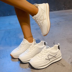 Baskets Chunky Rétro Blanches et Marron pour Femme, Respirantes, Décontractées, à Lacets, à Plateforme, pour le Quotidien et le Streetwear - Product Image 2