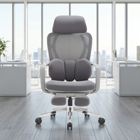 Chaise de bureau pivotante moderne pour gaming, chaise de direction ergonomique en maille grise avec appui-tête 2D réglable en hauteur et soutien lombaire rembourré, idéale pour les hôpitaux