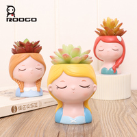 Pot de fleurs en résine, motif fille de dessin animé mignonne, jardinière adorable pour plantes succulentes, décoration ludique pour la maison, la chambre, le bureau ou les étagères, cadeau charmant