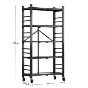 Estante de Almacenamiento Multifuncional Plegable de 4 Niveles para Gabinete de Cocina, Estante de Almacenamiento de Acero Metálico <span class=keywords><strong>con</strong></span> <span class=keywords><strong>Ruedas</strong></span> - Product Image 6