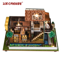 IIECREATE Kedai Kopi Furnitur Edukatif Mainan Rumah Puzzle Miniatur Kayu DIY untuk Model Mainan Skala 1:24