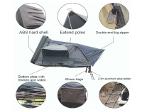 Carpa de Techo Rígida ABS de Fábrica OEM, Apertura Rápida Lateral, Delgada, Impermeable, para 2 Personas, Venta al por Mayor, con Escalera
