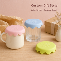 Couvre-aliments en silicone personnalisés à large ouverture avec trou pour paille, anti-fuite, pour vaisselle