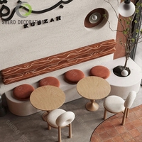 Meubles de restaurant de luxe sur mesure, modernes, en cuir et bois, courbés, ronds, circulaires, pour mobilier de bar, sièges en forme de U.