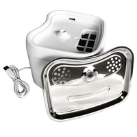 Fontaine à eau sans fil pour animaux domestiques Fenêtre de niveau d'eau 2.5L/84oz Distributeur d'eau pour chat Lumière LED Bol à boire pour chiens ou chats