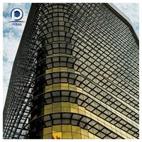 Mur-rideau en verre aluminium coupe-vent à double vitrage réfléchissant pour façade extérieure