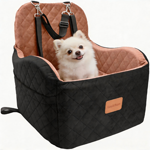 Siège de voiture de luxe pour petits chiens et chats, siège surélevé avec sangles de sécurité, lit de voyage lavable pour voiture - Product Image 1