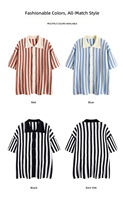 Polo en tricot rayé à col, boutonnage simple, manches courtes, en polyester, haut tricoté décontracté et respirant, T-shirt rayé d'été