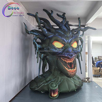 Tête de Méduse gonflable géante, modèle de monstre effrayant avec lumières LED pour fête d'Halloween, décoration de maison hantée