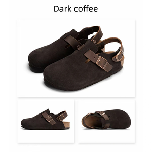 Bostn Modèle 335 Sabots et mules souples en cuir véritable de liège pour la maison et la plage, style <span class=keywords><strong>Birkenstock</strong></span>, en cuir de vachette, légers, amortissants et antidérapants - Product Image 3