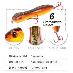 Señuelo flotante de superficie con cabeza de serpiente de 10.5cm y 16g para pesca con señuelos duros - Product Image 2