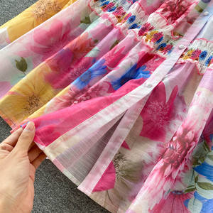 فستان نسائي من يوروبراند بتصميم عرقي واسع مع طباعة وأكمام فانوس وأزرار وكشكشة، فستان سهرة أنيق بقصة A - Product Image 6