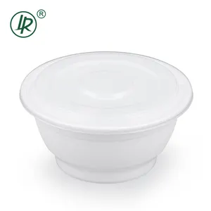 48OZ 수프 뚜껑을 가진 처분할 수 있는 플라스틱 그릇 마이크로파 패킹 컵 그릇 LR 샐러드 철저한 Vegan 주의자를 위한 백색 둥근 PP 플라스틱 식사 준비 그릇