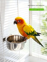 Gamelle suspendue en acier inoxydable pour oiseaux et perroquets, pour nourriture et eau