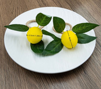 Lot de porte-serviettes rustiques en forme de citron avec corde en jute, motif botanique, pour décoration de table de mariage