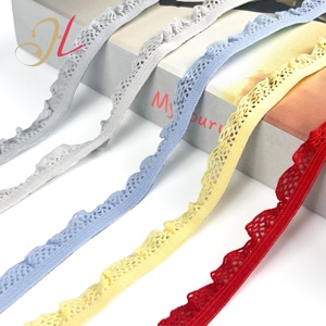 Chất lượng cao 11mm Picot ren đàn hồi Ruffle Trim đồ lót ban nhạc đàn hồi nylon spandex bra dây đeo vai - Product Image 1