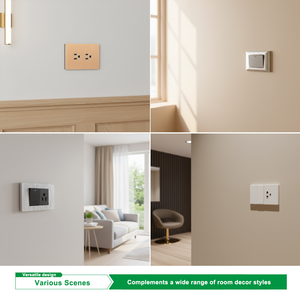 Tomacorriente Estándar Estadounidense con Interruptor Doble, Panel de Aluminio y Acero Inoxidable, Puertos USB-A y USB-C, IP20, Enchufe de Pared Eléctrico - Product Image 6