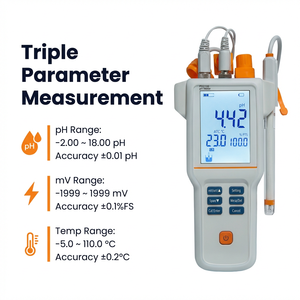 pH-mètre portable PH210E avec batterie au lithium rechargeable et rétroéclairage pour la mesure rapide sur site/de la qualité de l'eau - Product Image 1