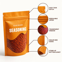 Sachets personnalisés imprimés pour assaisonnements avec fenêtre, refermables à fermeture éclair, pour poudres alimentaires et épices, vente en gros