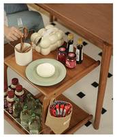 Table d'appoint en bambou à roulettes, 3 niveaux de rangement, table de chevet roulante pour salon, chambre, salle à manger, appartement