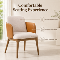 Chaises en bois élégantes pour salle à manger, bois de frêne + cuir, pour usage commercial hôtelier