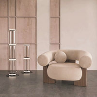 Fauteuil de canapé simple paresseux Fauteuil de luxe en bois massif Salon Chaise longue de lecture surdimensionnée et pouf nordique pour bureau à domicile
