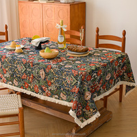 Nappe de designer pour tables rectangulaires, nappe de ferme en lin vintage avec motifs de fleurs, couverture de table pour décor de cuisine