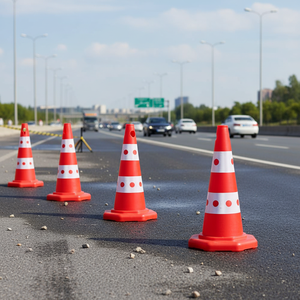Juego de 3 Conos de Seguridad Vial PPC de 50 cm, Conos de Advertencia de Plástico para Tráfico - Product Image 3