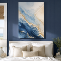 Impression sur toile abstraite Vague Océanique, Affiche Murale, Texture Fluide Coquillage et Marbre, Motif Personnalisé pour Salon et Hôtel