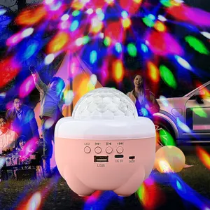 Mini Projector Lamp USB Music Speaker With RGB Colors Changing Rechargeable LED Disco Ball Light For Home Party Holiday Decor