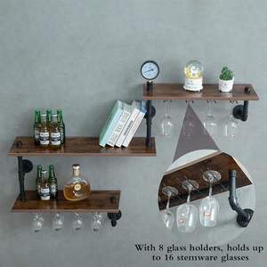 Estante para Botellas de Vino de Pared, Esquinero, de 3 Niveles, Flotante, Pequeño, <span class=keywords><strong>Mini</strong></span> Bar, Estantes para Licores con Soporte para Copas, Almacenamiento Debajo - Product Image 2