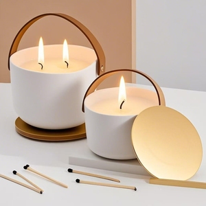 Contenitori per Candele Bianchi Opachi Personalizzati, Grandi Vasi Unici per Candele, Lussuosi Barattoli in Ceramica Vuoti con Coperchi - Product Image 2